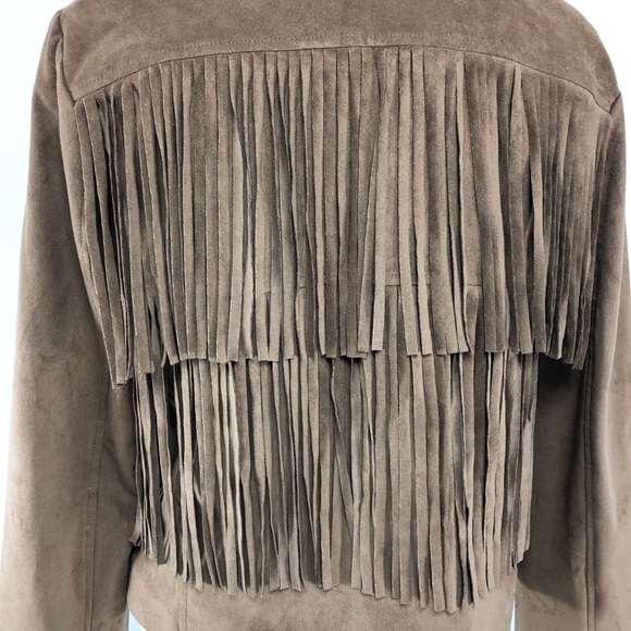 a.n.a faux suede tan fringe jacket. Size Medium - Picture 6 of 8